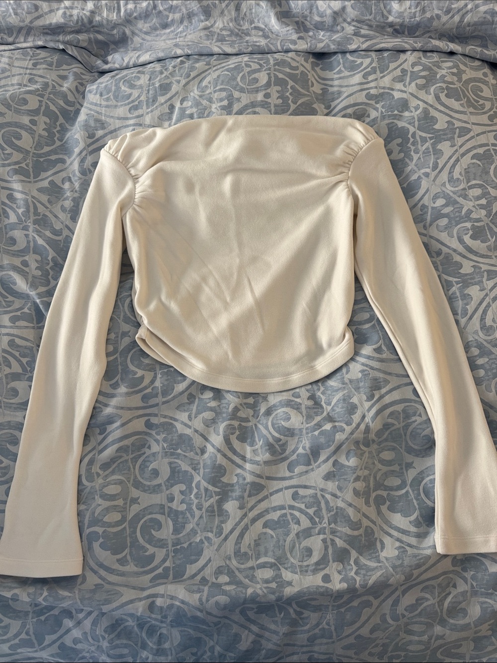 Wiskii Off-Shoulder Long Sleeve Top in Cream